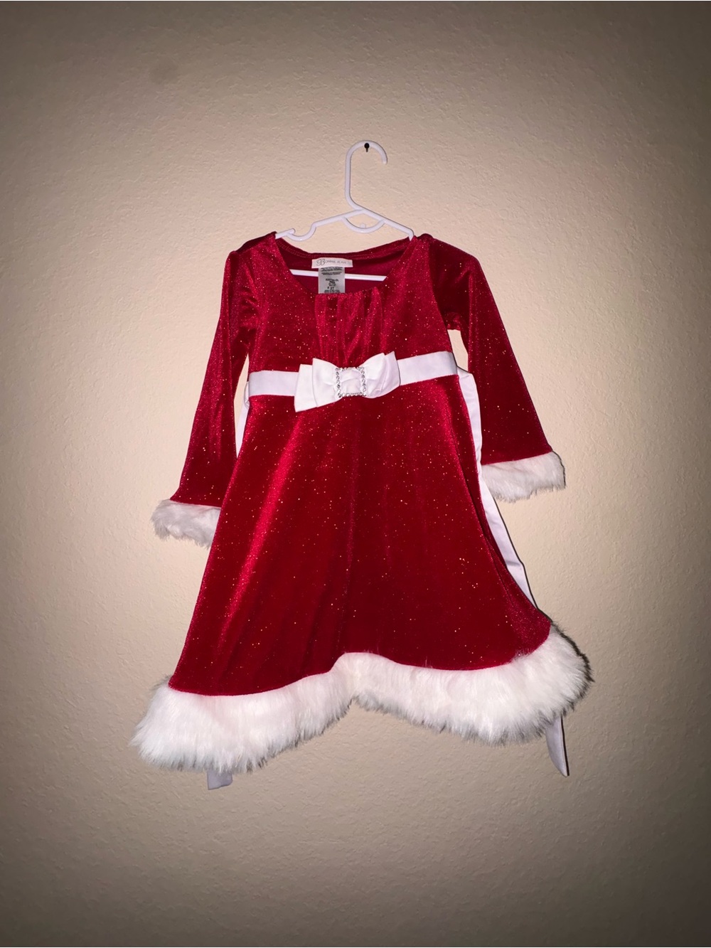 Bonnie Jean Red Sparkle Velvet Holiday Dress